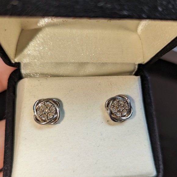 Jewelry - Diamond Sterling Silver Earrings
